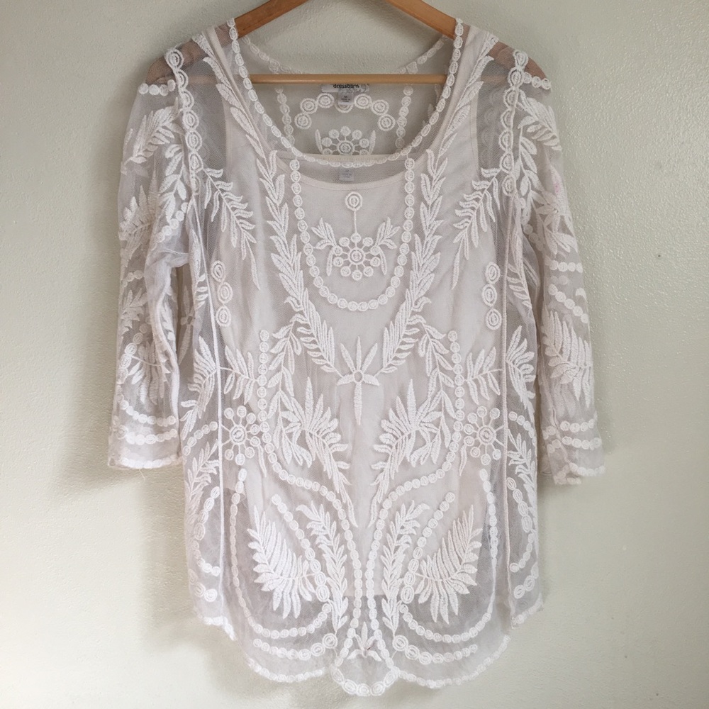 Lace Embroidered Knit Blouse